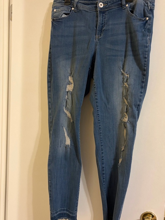 INC International Concepts Denim - INC International Concepts Blue Distressed Skinny Jeans. Size 16